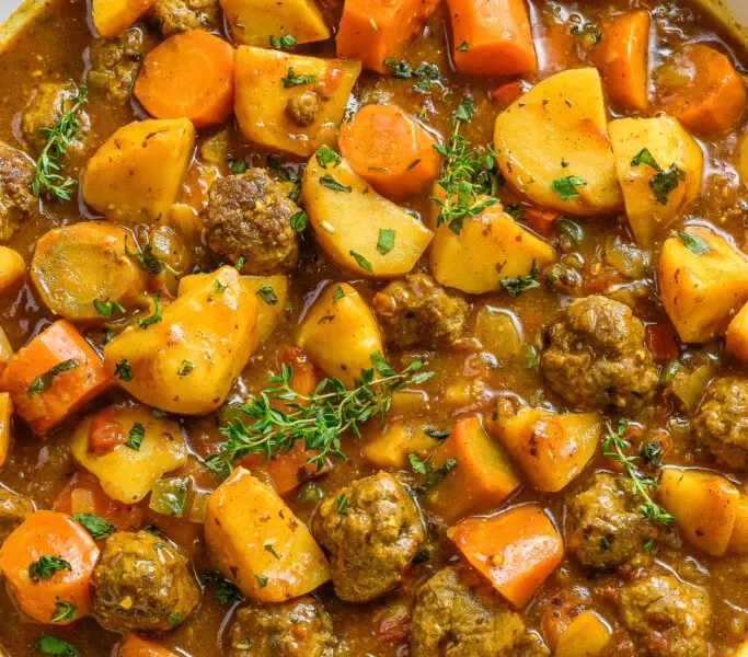 One-Pan Meatballs with Roasted Potatoes