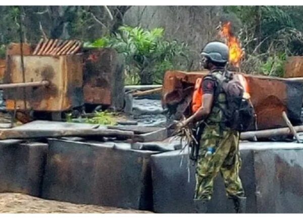 Troops Destroy Illegal Refinery, Seize 20,000 Litres of Fuel in Rivers State