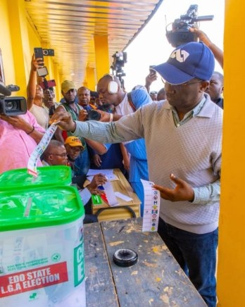 Edo LG Poll: Okpebholo Commends Exercise Amid Low Turnout and Delayed Officials Arrival