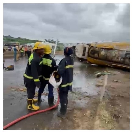Fire Agency Recovers Two Bodies After Tanker Summersaults in Ibadan [PHOTO]